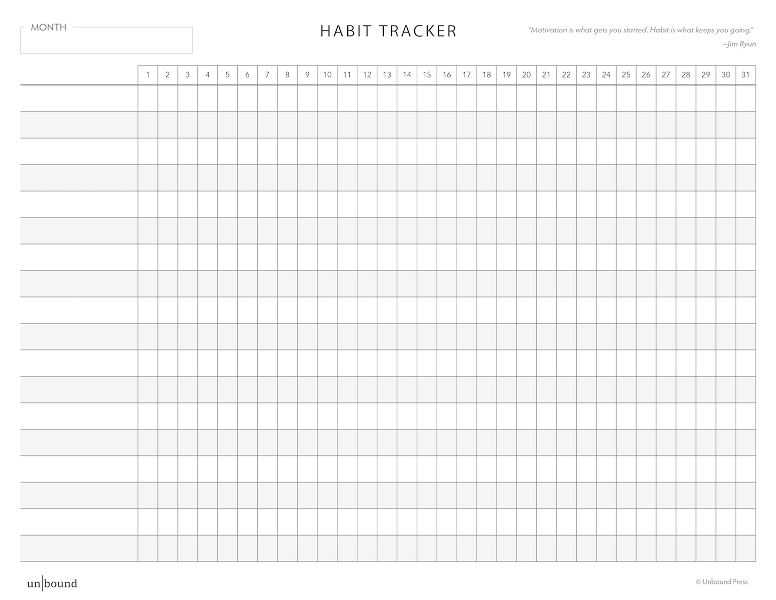 Printable - Monthly Habit Tracker – Unbound Planner printable-monthly-habit-tracker-unbound-planner